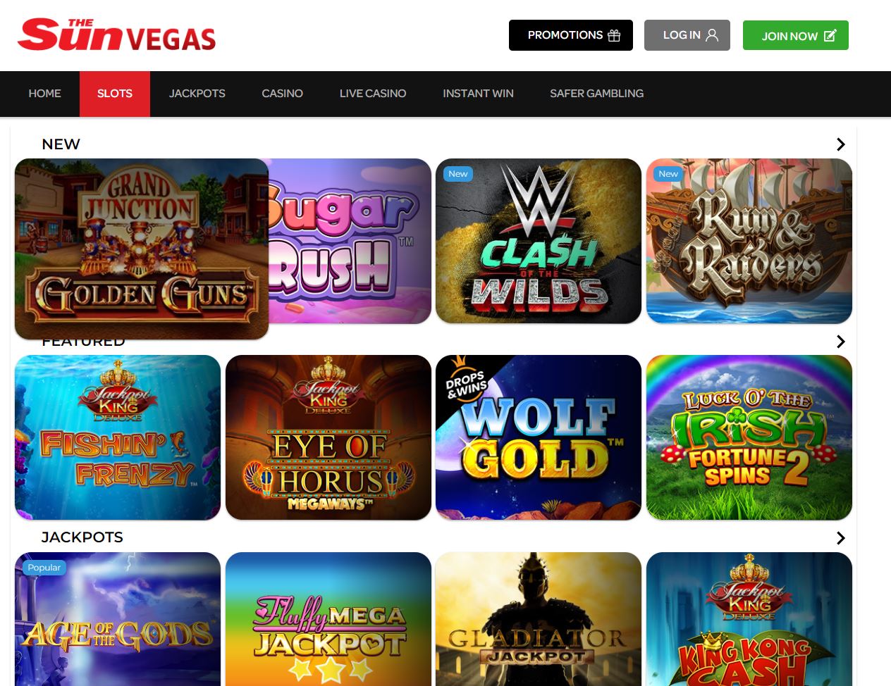The Sun Vegas slot games